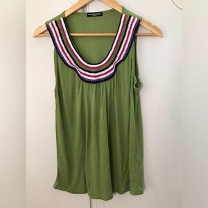 Cha Cha Vente Green Lightweight Embroidered Tank Top - Medium